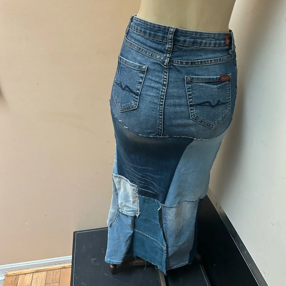 Zara Asymmetrical Denim Skirt - Blue - Picture 2 of 4